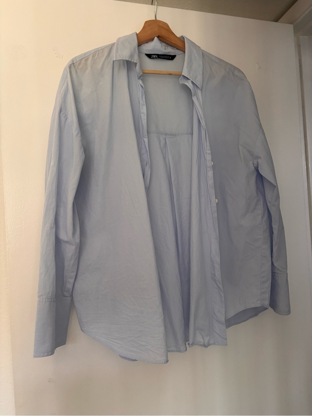 Zara Pale Blue Relaxed Button-Down Shirt